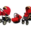 3 in 1 Luxury Stroller and Car Seat - Gold Lux Pram Pushchair and Car seat by Babylux- In Scarlett
