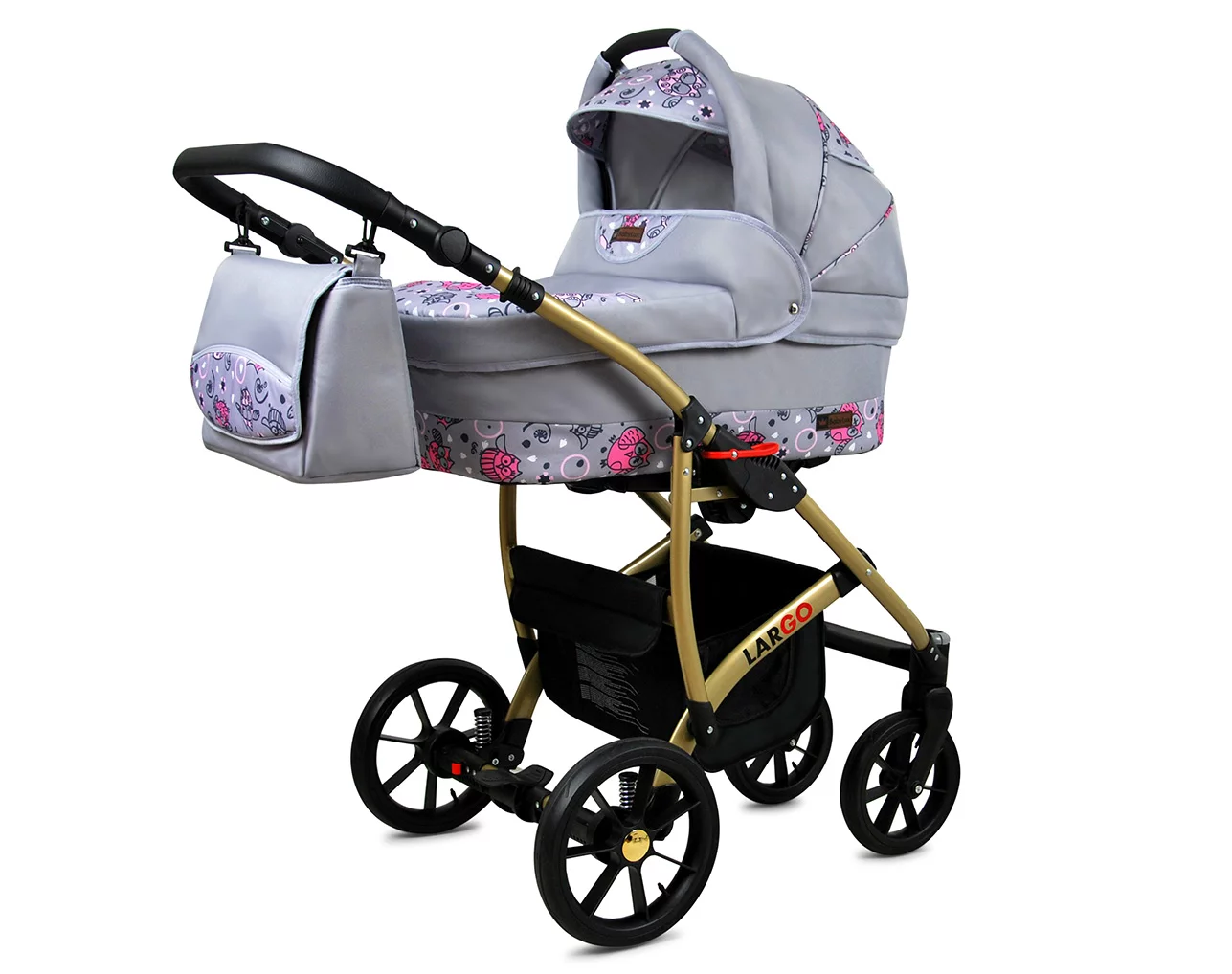 3 in 1 Luxury Stroller and Car Seat - Largo Pram Pushchair and Car seat by Babylux- In Pink Owl - Image 2
