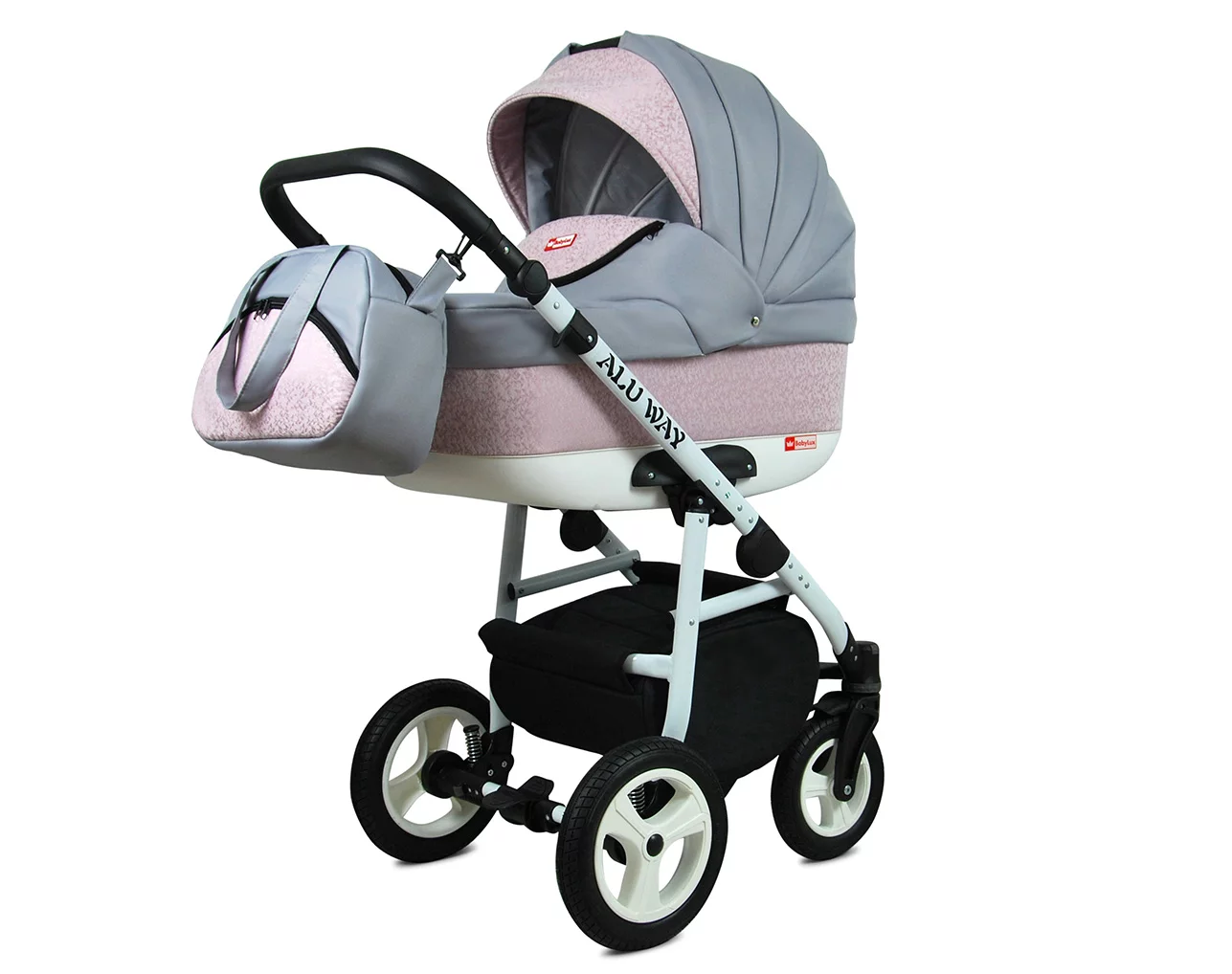 3 in 1 Luxury Stroller and Car Seat - Alu Way Pram Pushchair and Car seat by Babylux- In Sweet Pink - Image 2
