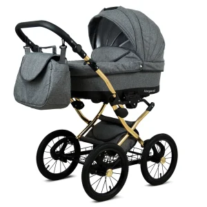 Alternative view of 3 in 1 Luxury Stroller and Car Seat - Margaret Gold Pram Pushchair and Car seat by Babylux- In Gray Flex