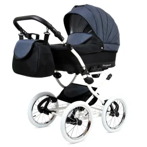 Alternative view of 3 in 1 Luxury Stroller and Car Seat - Margaret White Pram Pushchair and Car seat by Babylux- In Black Grey
