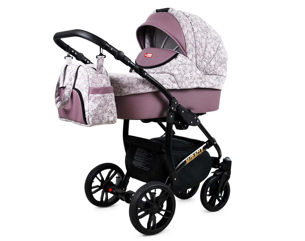 3 in 1 Luxury Stroller and Car Seat - Miracle Pram Pushchair and Car seat by Babylux- In Misty Violet - Image 2