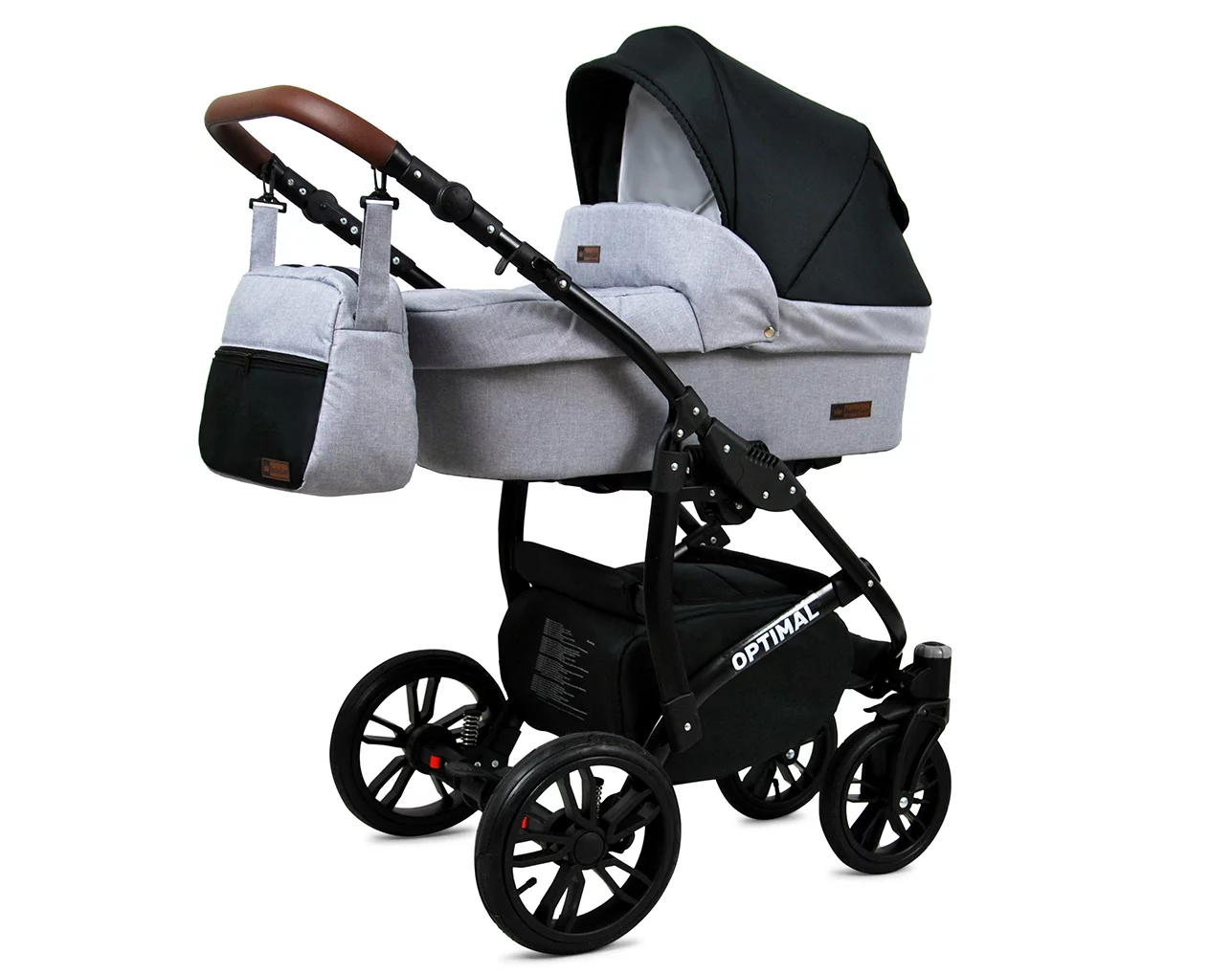 3 in 1 Luxury Stroller and Car Seat - Optimal Pram Pushchair and Car seat by Babylux- In Silver Flex Black - Image 3