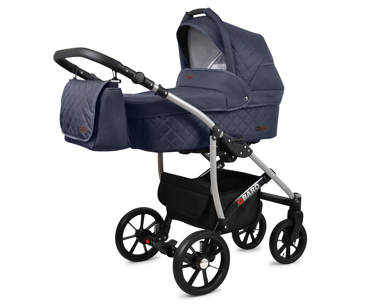 3 in 1 Luxury Stroller and Car Seat - Qbaro Pram Pushchair and Car seat by Babylux- In Anthracite - Afbeelding 2