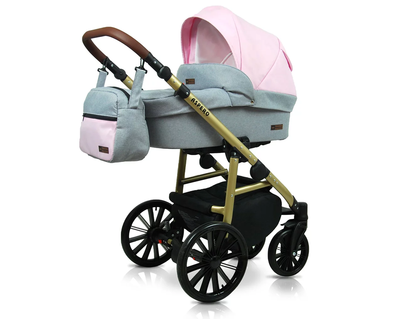 3 in 1 Luxury Stroller and Car Seat - Aspero Pram Pushchair and Car seat by Babylux- In Light Pink - Image 2