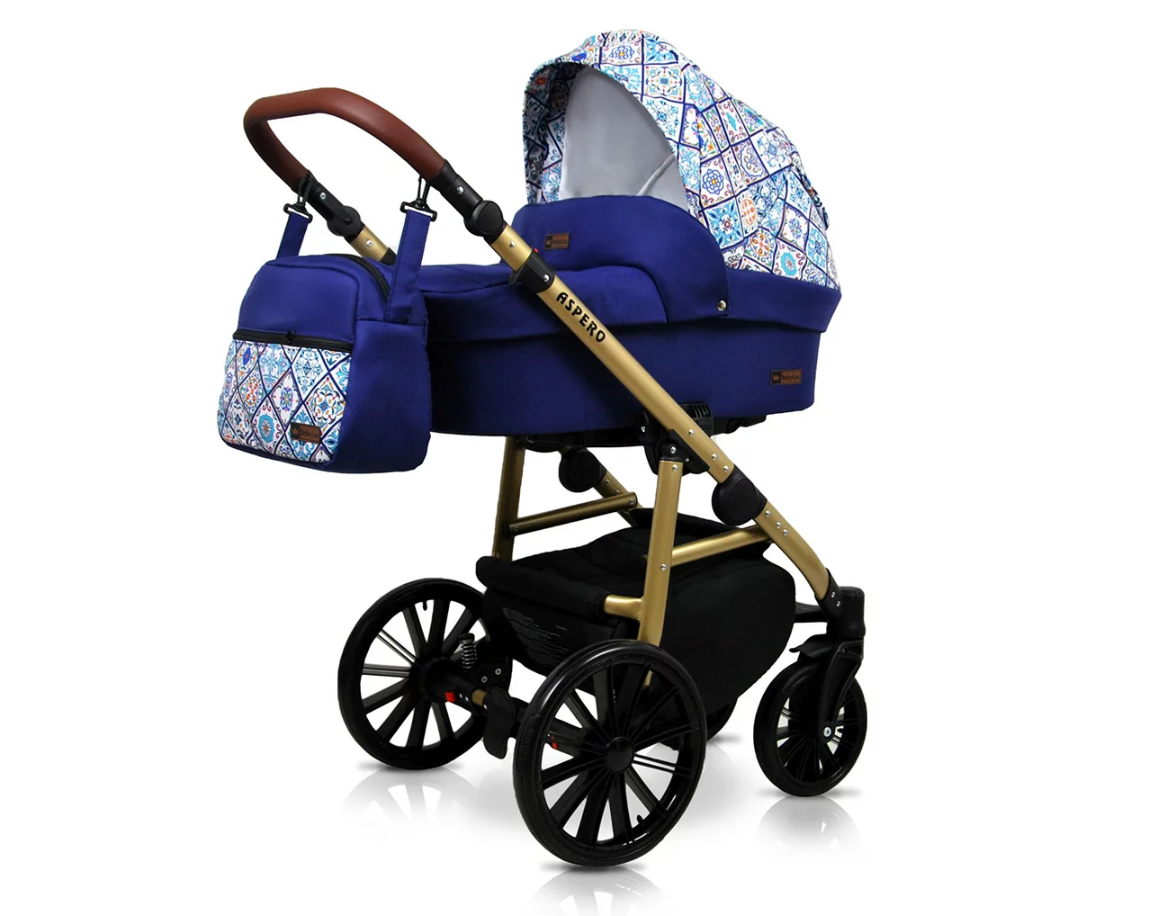 3 in 1 Luxury Stroller and Car Seat - Aspero Pram Pushchair and Car seat by Babylux- In Portuguese Tiles - Image 2