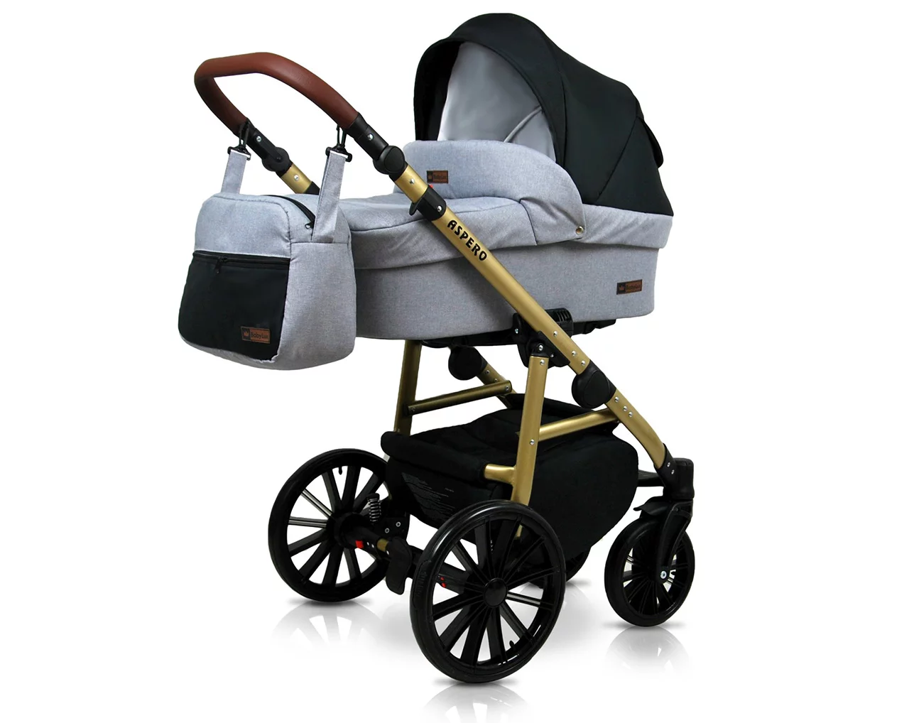 3 in 1 Luxury Stroller and Car Seat - Aspero Pram Pushchair and Car seat by Babylux- In Silver Flex Black - Image 2