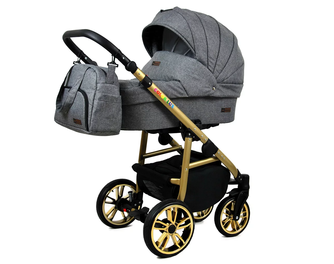 3 in 1 Luxury Stroller and Car Seat - Color Lux Pram Pushchair and Car seat by Babylux- In Grey Flex - Image 2