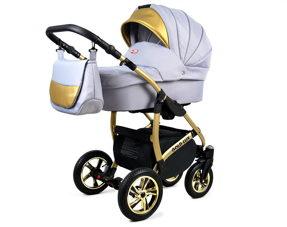 3 in 1 Luxury Stroller and Car Seat - Gold Lux Pram Pushchair and Car seat by Babylux- In Silver - Image 2