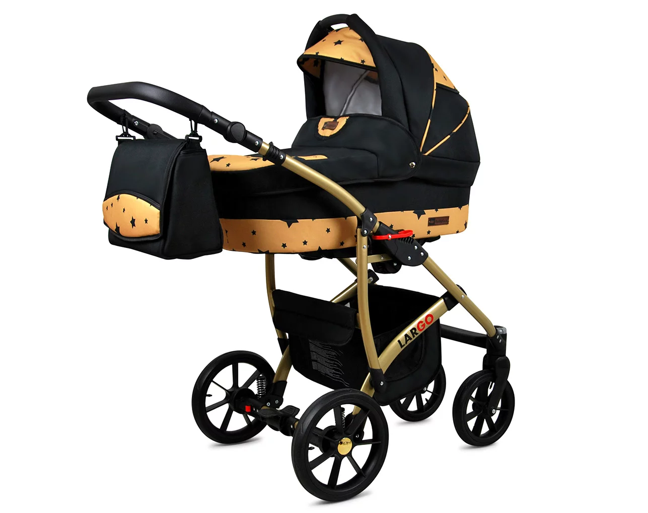 3 in 1 Luxury Stroller and Car Seat - Largo Pram Pushchair and Car seat by Babylux- In Gold Star - Image 2