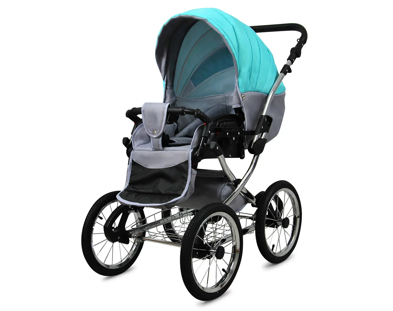 3 in 1 Luxury Stroller and Car Seat - Margaret Exclusive Pram Pushchair and Car seat by Babylux- In Mint - immagine 3
