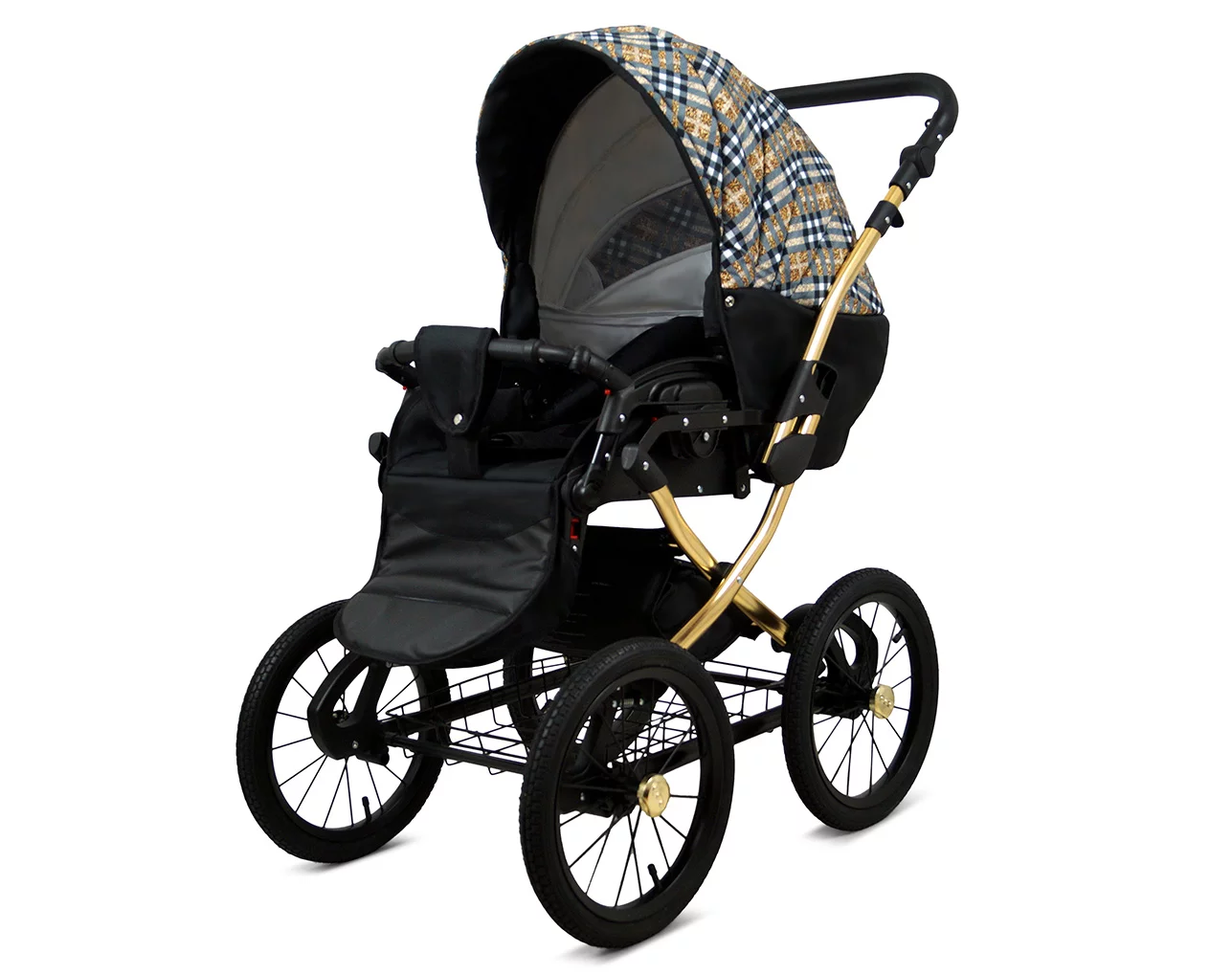 3 in 1 Luxury Stroller and Car Seat - Margaret Gold Pram Pushchair and Car seat by Babylux- In Gold Grille - Image 3