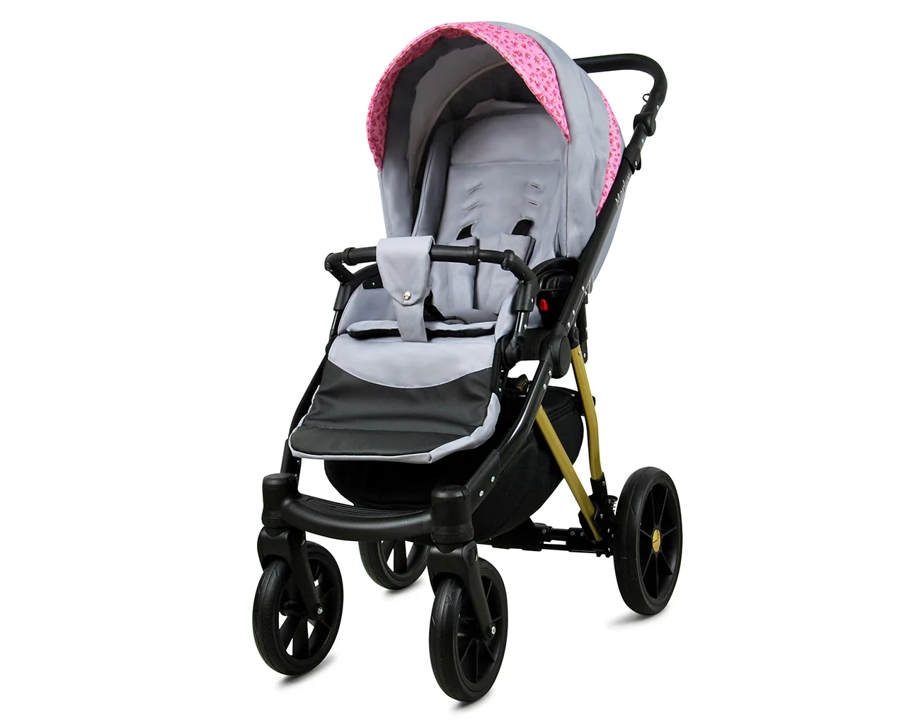 3 in 1 Luxury Stroller and Car Seat - Marlux Magnetic Pram Pushchair and Car seat by Babylux- In Small Roses Of Pink - Image 3