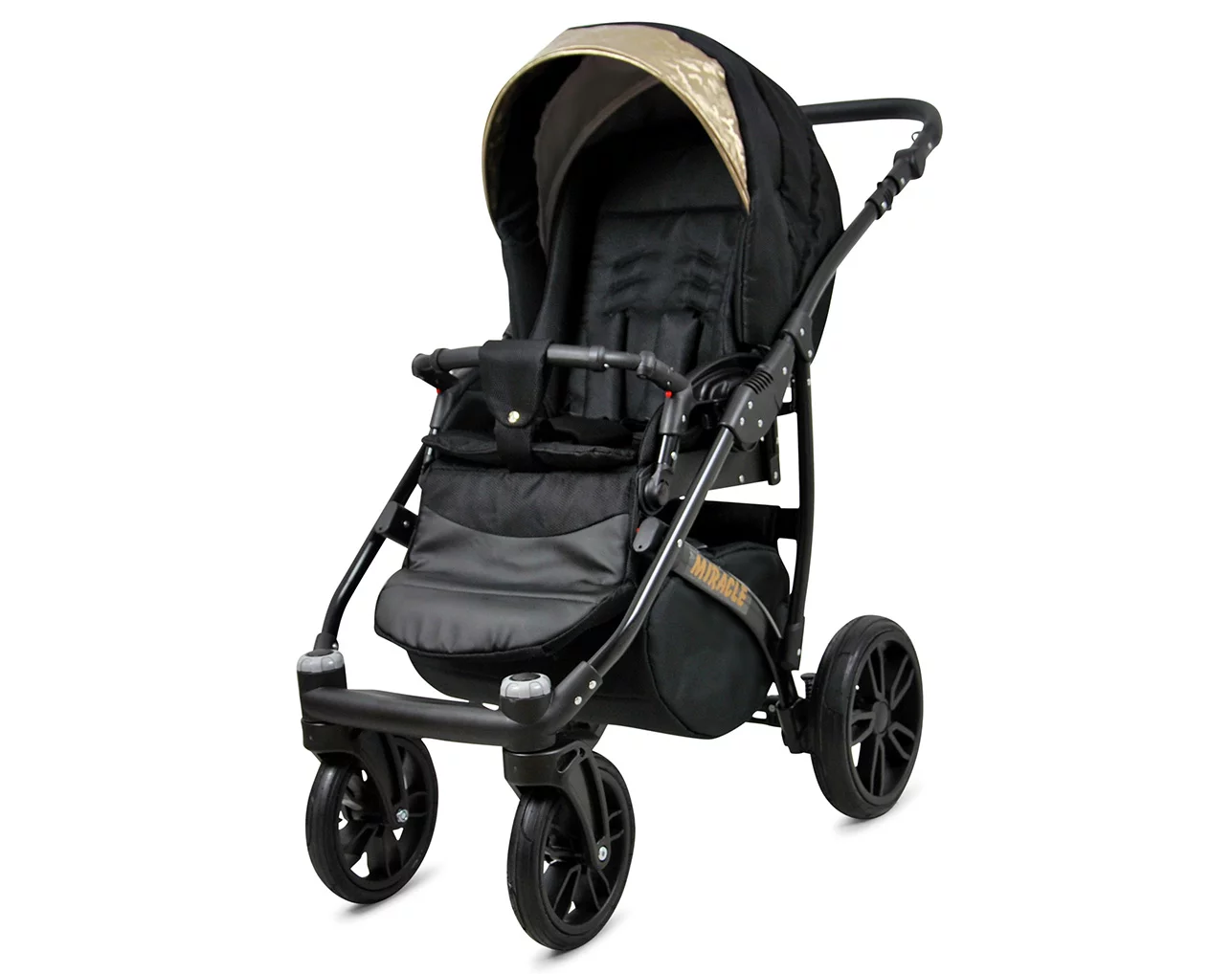 3 in 1 Luxury Stroller and Car Seat - Miracle Pram Pushchair and Car seat by Babylux- In Black Deluxe - Image 3