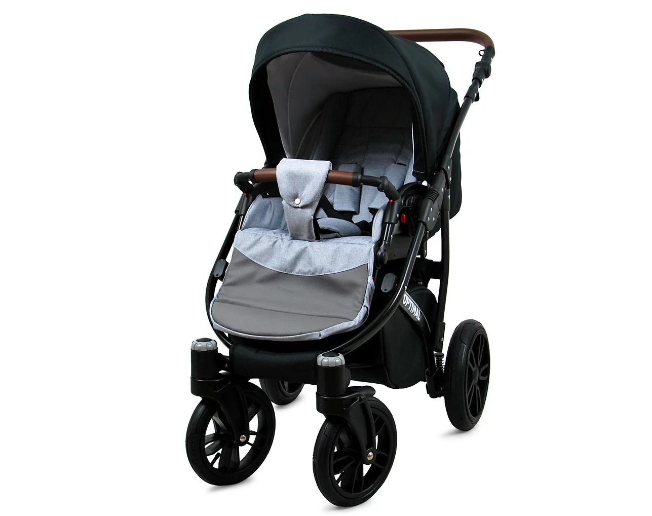 3 in 1 Luxury Stroller and Car Seat - Optimal Pram Pushchair and Car seat by Babylux- In Silver Flex Black - Image 4