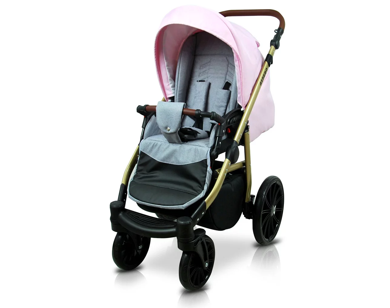 3 in 1 Luxury Stroller and Car Seat - Aspero Pram Pushchair and Car seat by Babylux- In Light Pink - Image 3