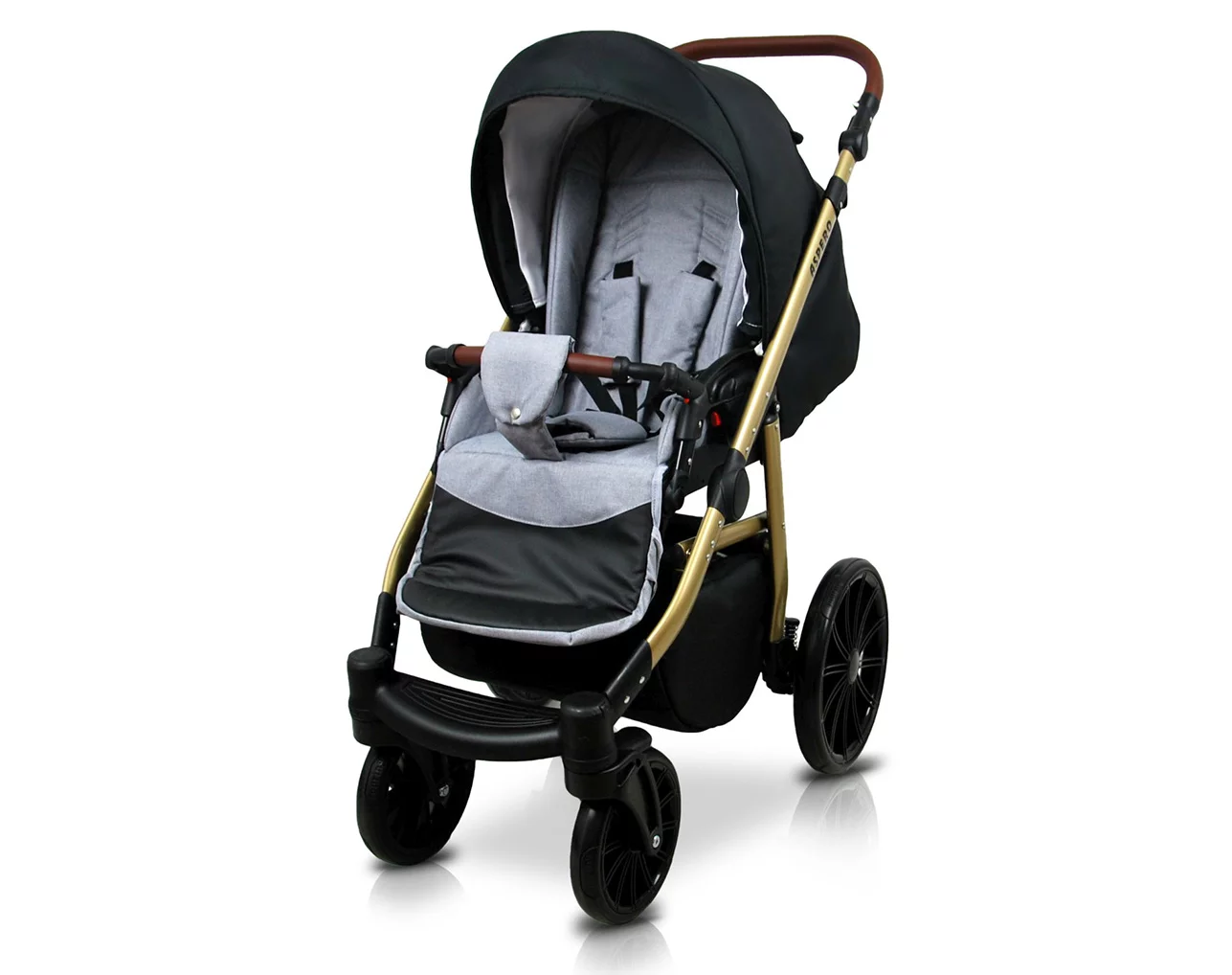 3 in 1 Luxury Stroller and Car Seat - Aspero Pram Pushchair and Car seat by Babylux- In Silver Flex Black - Image 3