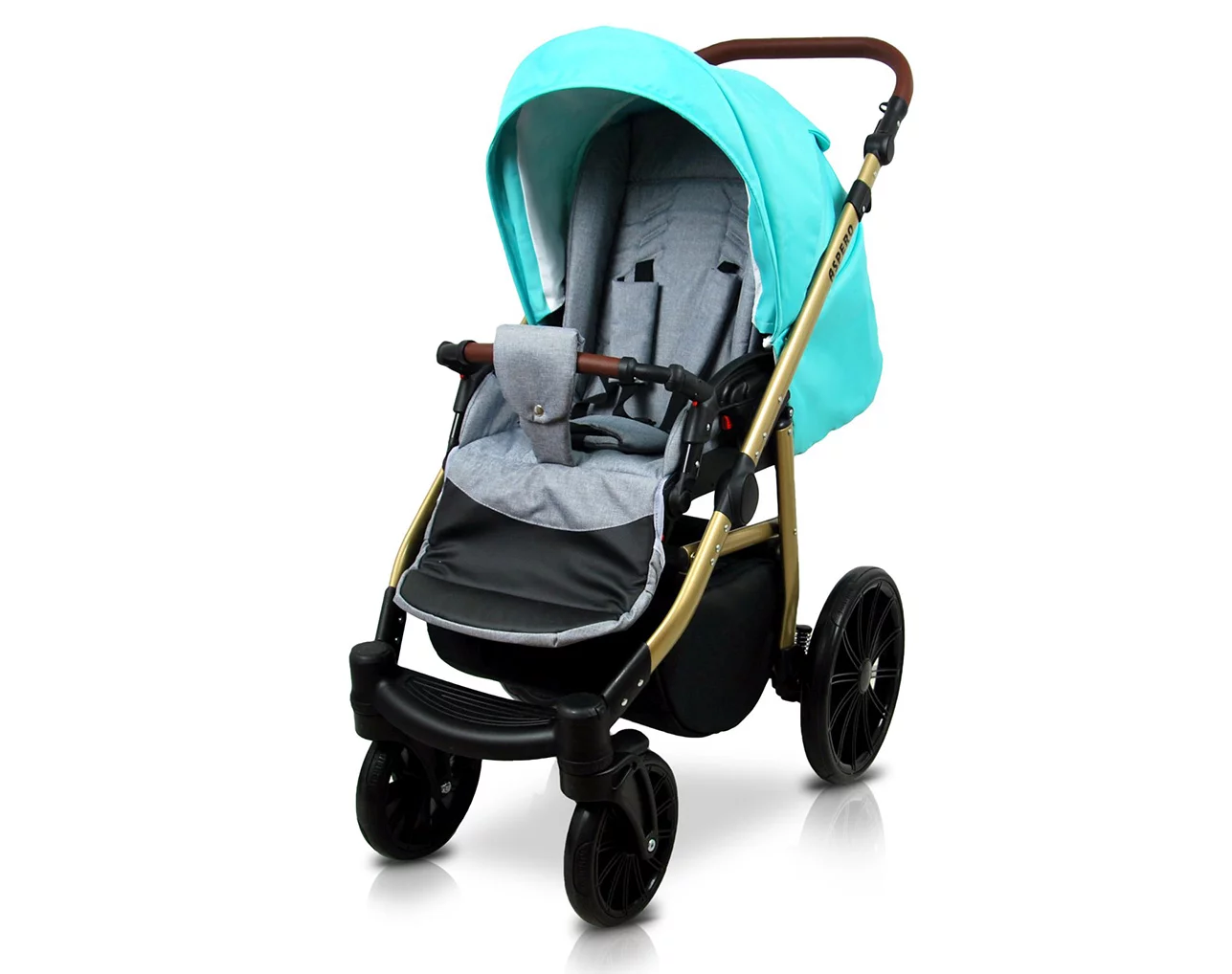 3 in 1 Luxury Stroller and Car Seat - Aspero Pram Pushchair and Car seat by Babylux- In Silver Mint - Image 3