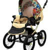 3 in 1 Luxury Stroller and Car Seat - Classic Pram Pushchair and Car seat by Babylux- In Black Dots