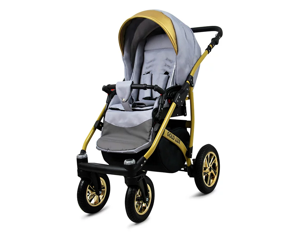 3 in 1 Luxury Stroller and Car Seat - Gold Lux Pram Pushchair and Car seat by Babylux- In Silver - Image 3