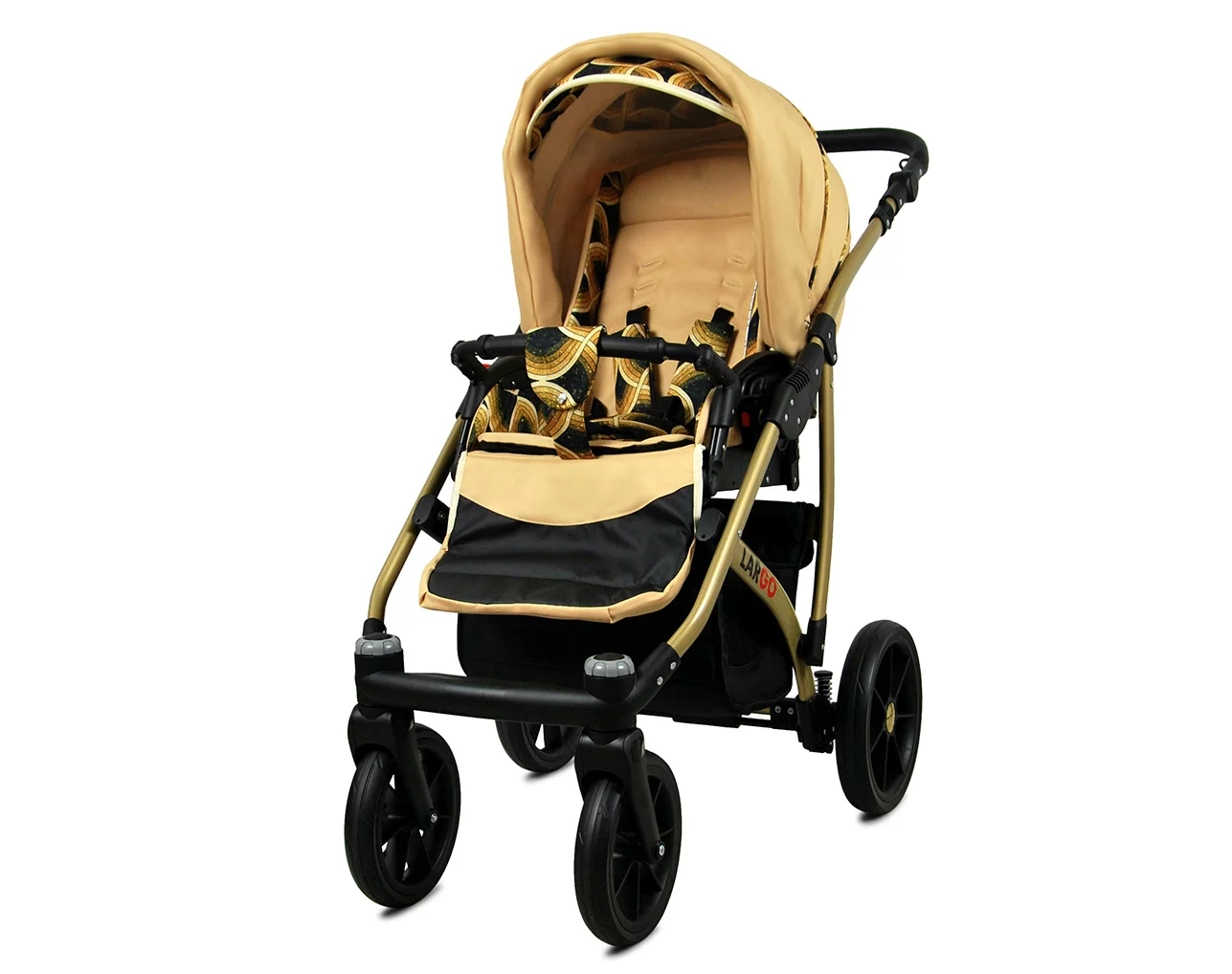 3 in 1 Luxury Stroller and Car Seat - Largo Pram Pushchair and Car seat by Babylux- In Gold Rainbow - Image 3