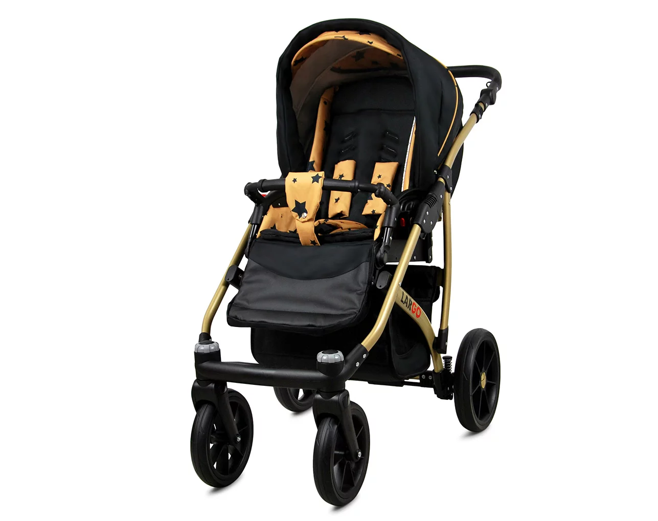 3 in 1 Luxury Stroller and Car Seat - Largo Pram Pushchair and Car seat by Babylux- In Gold Star - Image 3