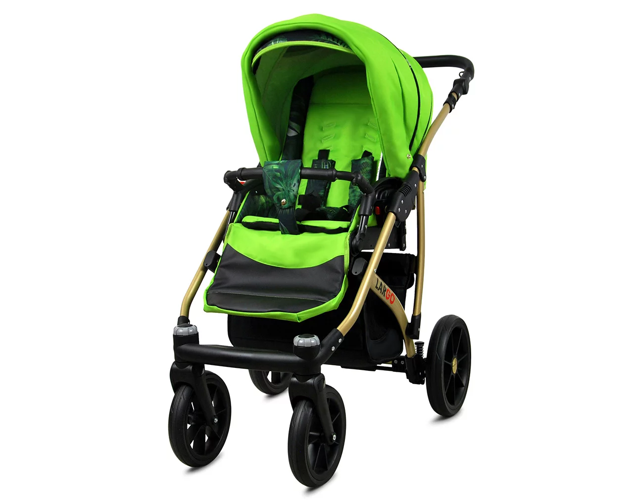 3 in 1 Luxury Stroller and Car Seat - Largo Pram Pushchair and Car seat by Babylux- In Green Leaf - Image 3