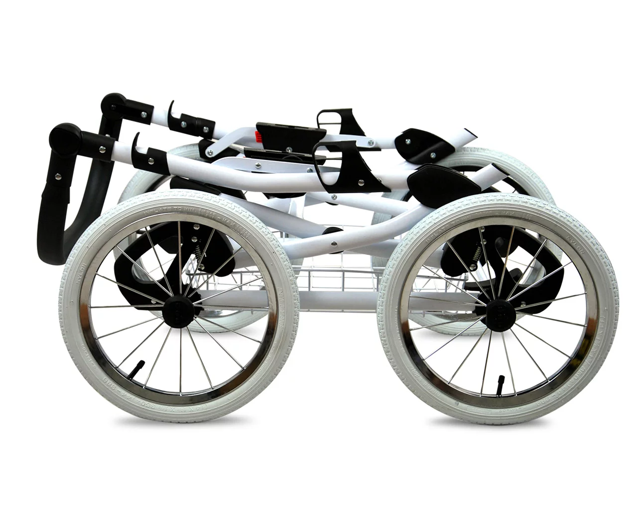 3 in 1 Luxury Stroller and Car Seat - Margaret White Pram Pushchair and Car seat by Babylux- In Black Grey - Image 6