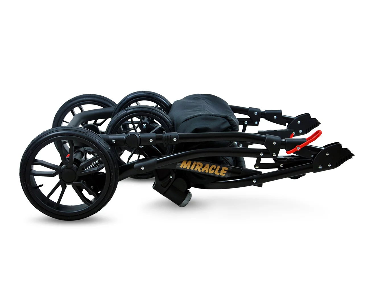 3 in 1 Luxury Stroller and Car Seat - Miracle Pram Pushchair and Car seat by Babylux- In Black Deluxe - Image 6