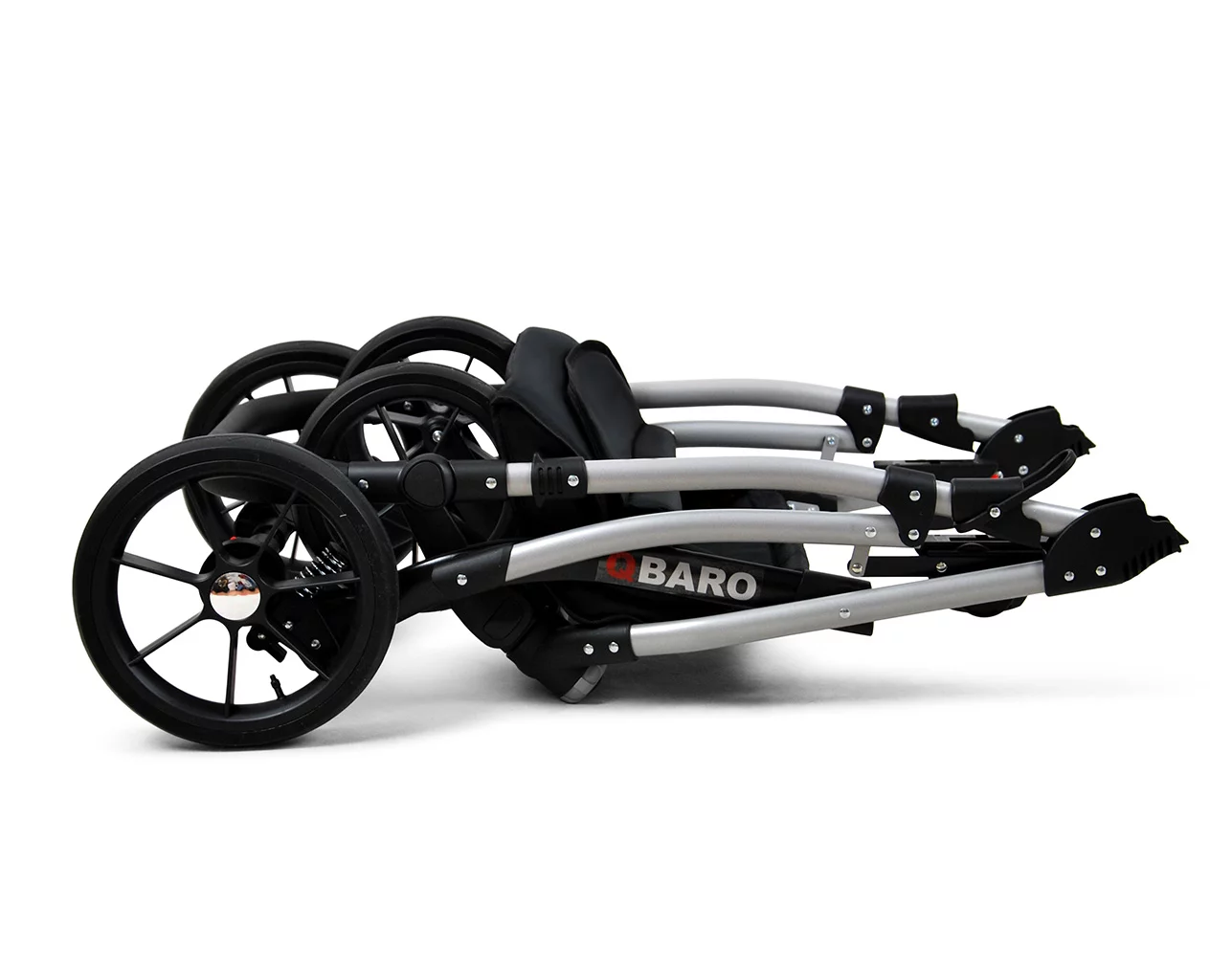 3 in 1 Luxury Stroller and Car Seat - Qbaro Pram Pushchair and Car seat by Babylux- In Silver - Image 6