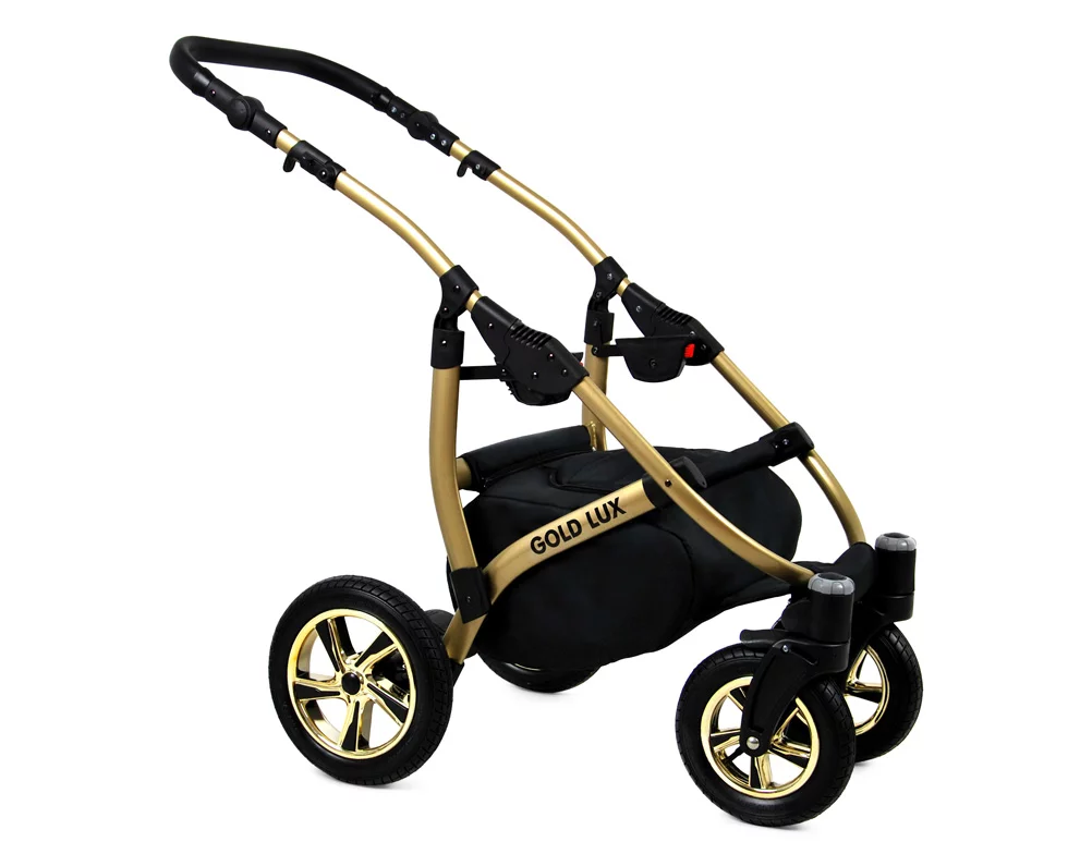 3 in 1 Luxury Stroller and Car Seat - Gold Lux Pram Pushchair and Car seat by Babylux- In Light Pink - Image 6