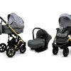 3 in 1 Luxury Stroller and Car Seat - Sky Lark Pram Pushchair and Car seat by Babylux- In Grey Animals