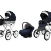 3 in 1 Luxury Stroller and Car Seat - Rosso Pram Pushchair and Car seat by Babylux- In Blue Shine