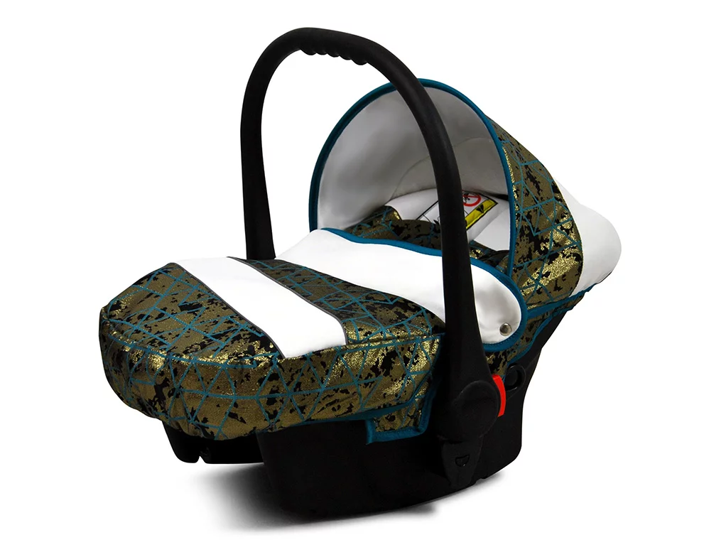 3 in 1 Luxury Stroller and Car Seat - White Lux Pram Pushchair and Car seat by Babylux- In Gold Marble - Image 4