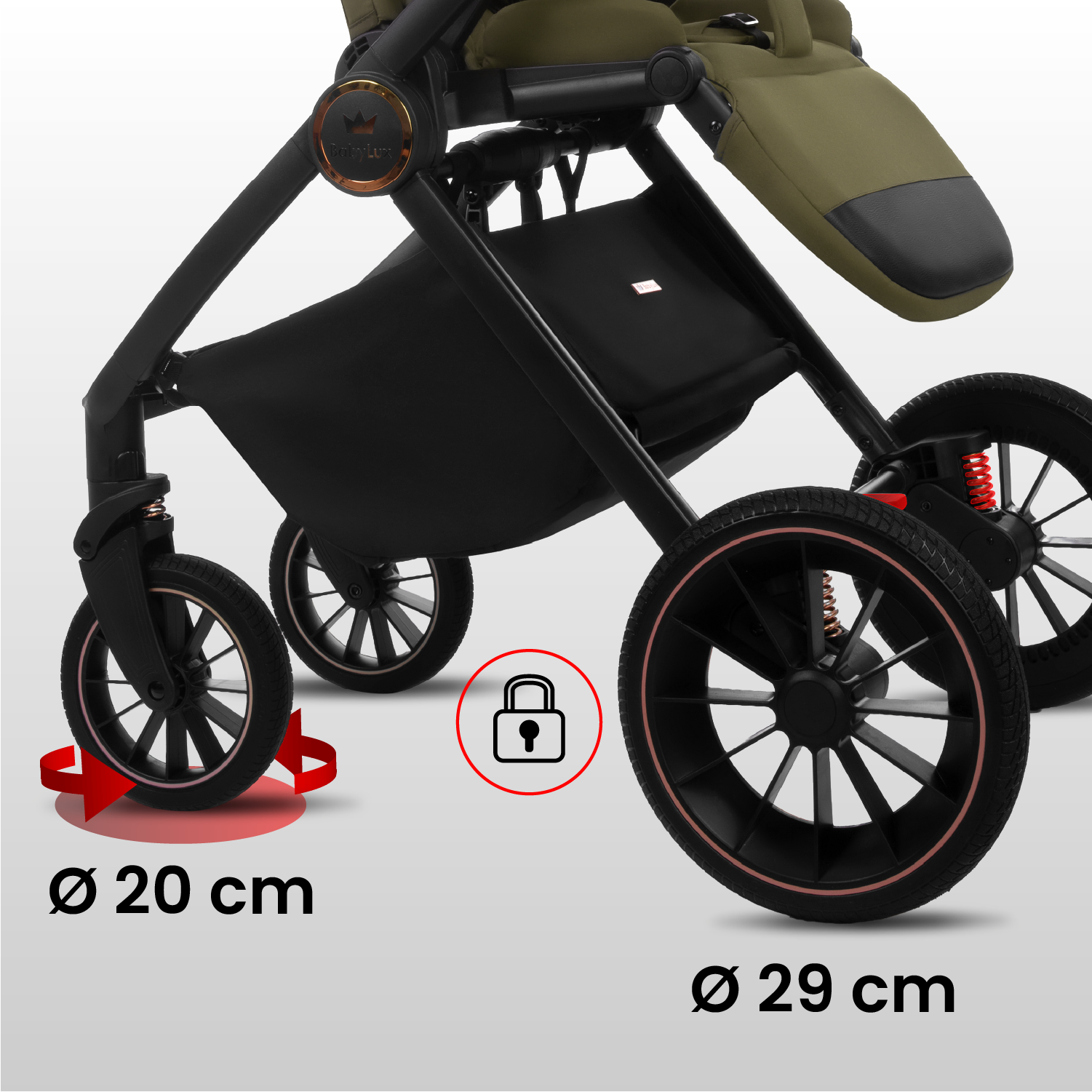 Castor 4 in 1 Stroller Travel System Pushchair with Car Seat & Isofix Base & Backpack in Brown - Obrázek 9