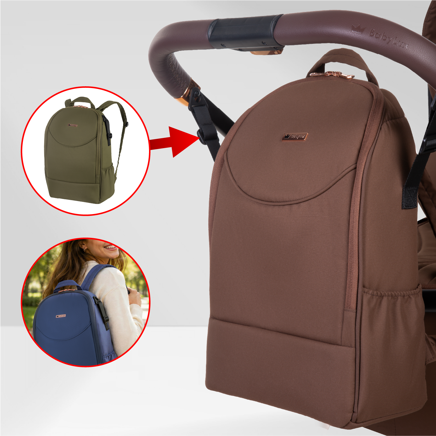 Castor 4 in 1 Stroller Travel System Pushchair with Car Seat & Isofix Base & Backpack in Brown - Obrázek 8