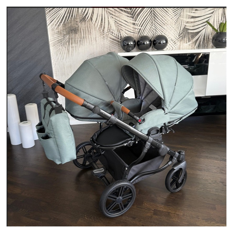 Sage Mist Twin Pram Pushchair – ADBOR Duo Lux Travel System - Image 4