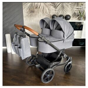 Alternative view of Silver Grey Twin Pram Pushchair – ADBOR Duo Lux Travel System