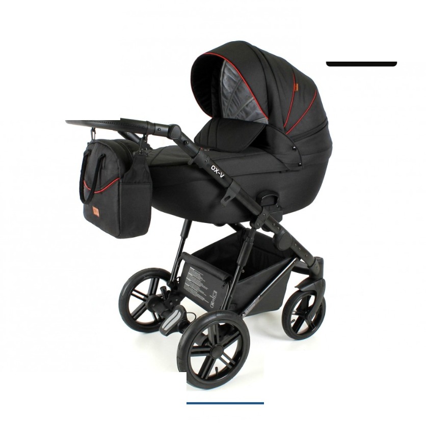 Black & Red 2 in 1 Pram Pushchair – ADBOR OX-V Travel System