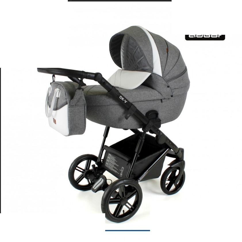 Grey & White 2 in 1 Pram Pushchair – ADBOR OX-V Travel System