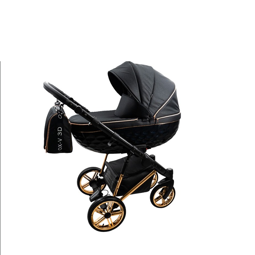 Black & Gold 3 in 1 Pram Pushchair – ADBOR OXV-3D Travel System