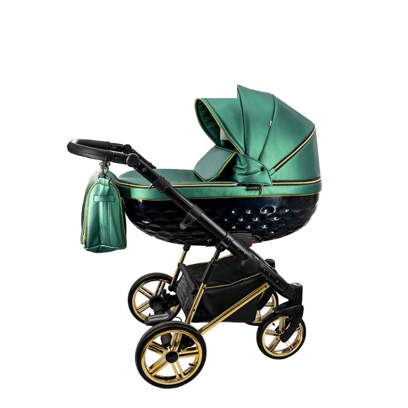 Emerald Green & Gold 3 in 1 Pram Pushchair – ADBOR OXV-3D Travel System