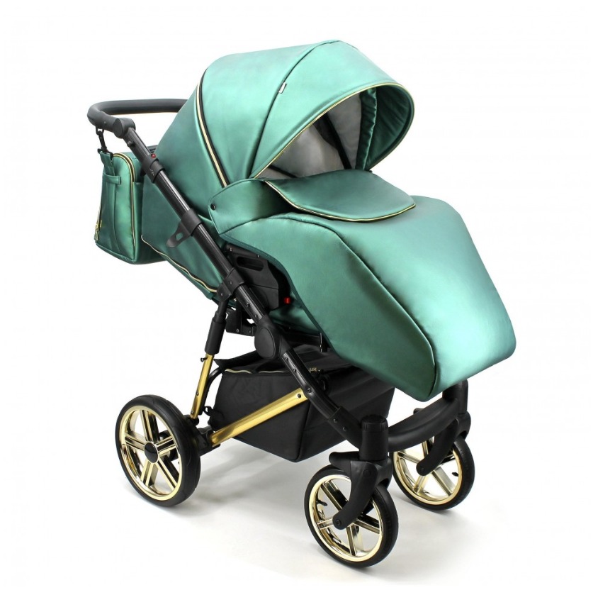 Emerald Green & Gold 3 in 1 Pram Pushchair – ADBOR OXV-3D Travel System - obrazek 7