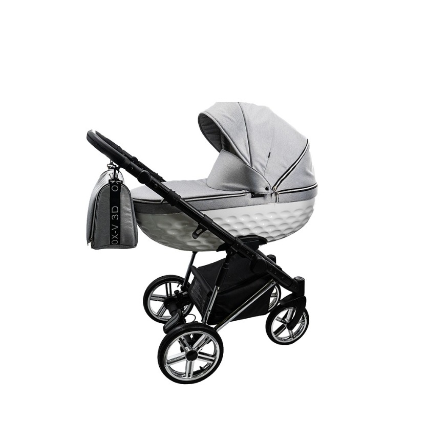 Silver Grey & White 3 in 1 Pram Pushchair – ADBOR OXV-3D Travel System