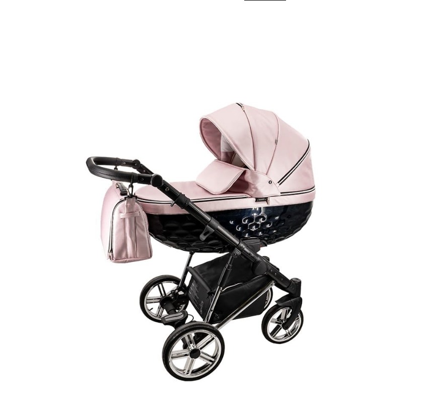 Blush Pink & Black 3 in 1 Pram Pushchair – ADBOR OXV-3D Travel System