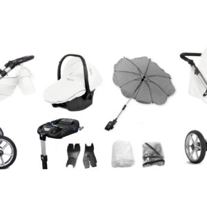 Rose Gold Trim Pram Pushchair 2 in 1 – BabyActive Mommy Glossy White Travel System