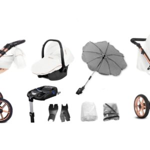 Silver Trim Pram Pushchair 2 in 1 – BabyActive Mommy Glossy White Travel System