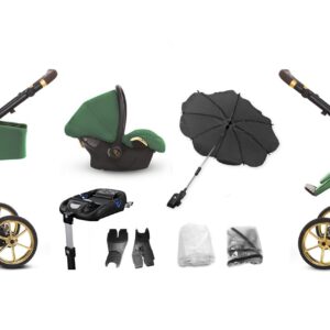 Emerald Green Pram Pushchair 3 in 1 – BabyActive Musse Royal Travel System with Car Seat