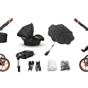 Onyx Black Pram Pushchair 3 in 1 – BabyActive Musse Royal Travel System with Car Seat