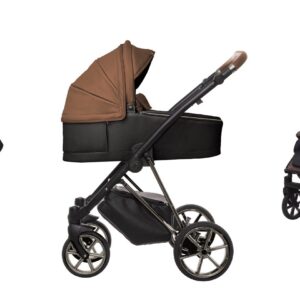 Timber Brown Pram Pushchair 3 in 1 – BabyActive Musse Royal Travel System with Car Seat